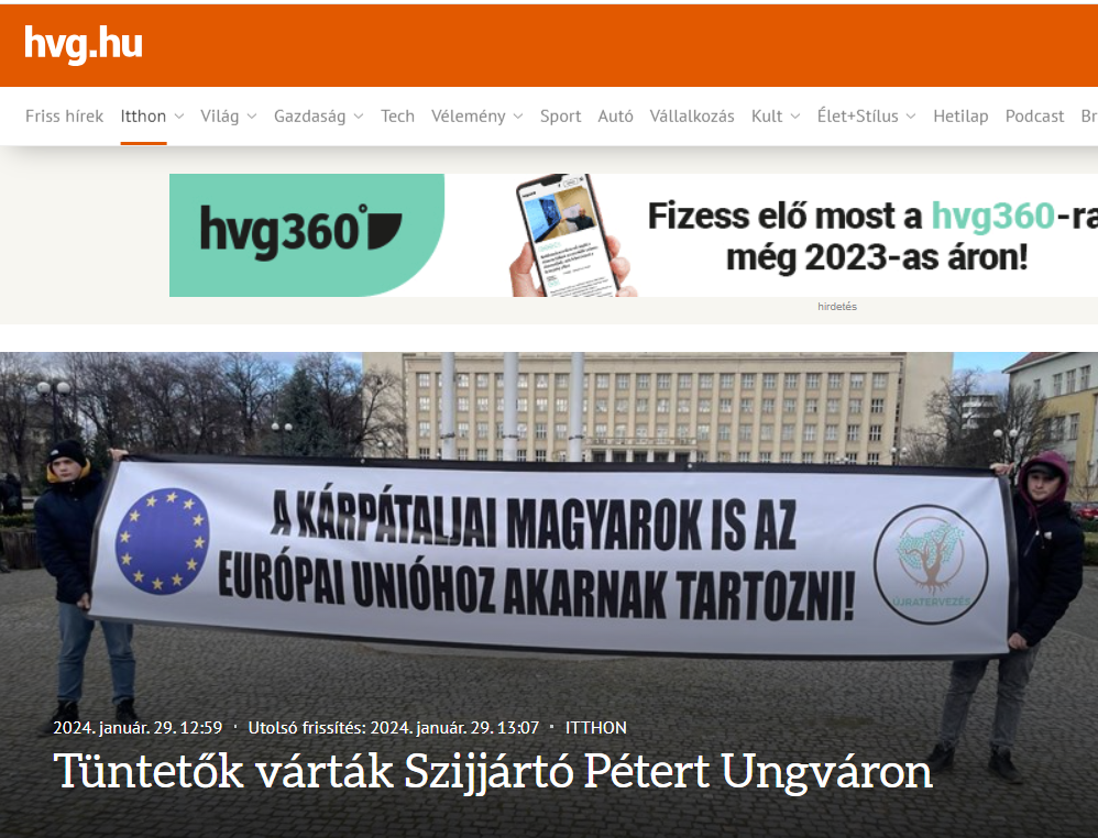 Egy „magyar” tünetett Ungváron Szijjártó ellen