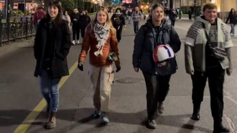 Most éppen Tbilisziben tüntet Greta Thunberg