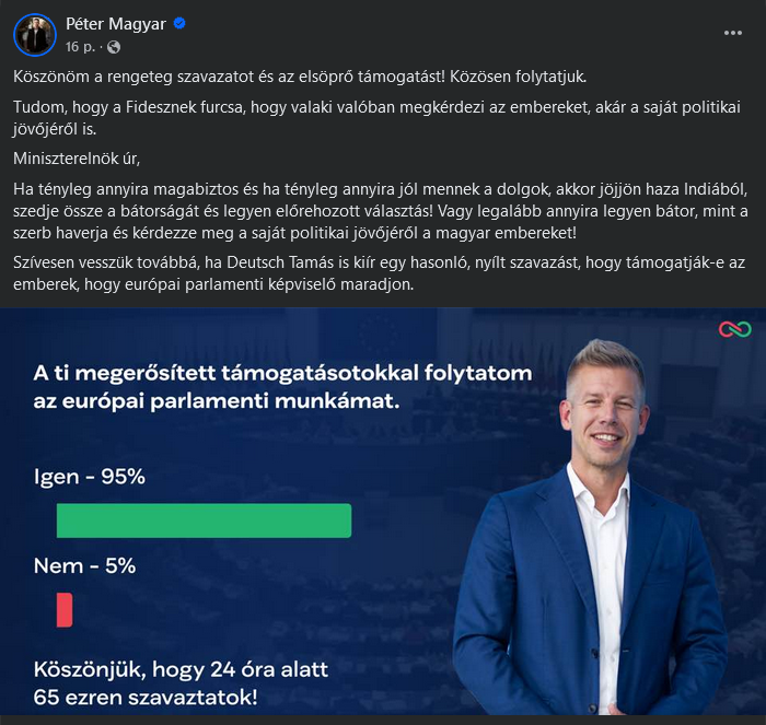 Magyar Péter bejelentette, hogy EP-képviselő marad