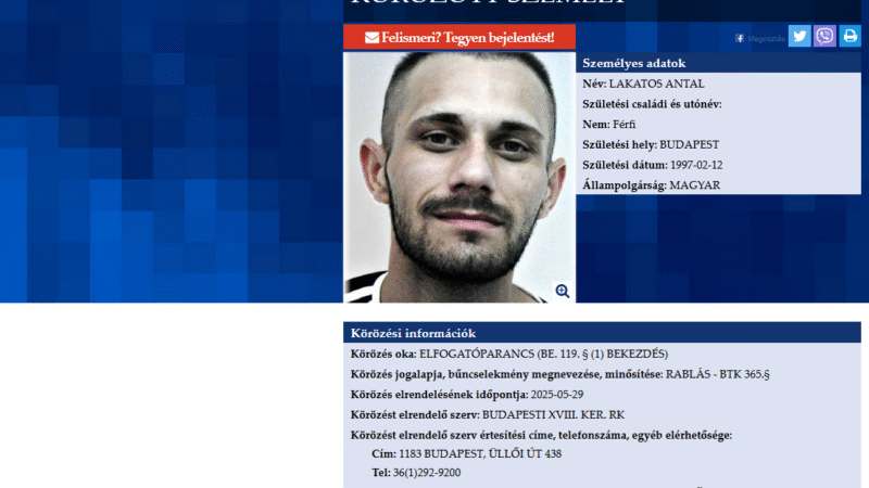 A rendőrség elfogta a taxist késsel fenyegető férfit