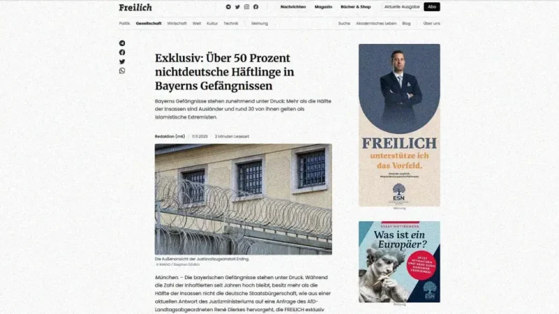 Bajorország: a fogvatartottak több mint fele nem német állampolgár