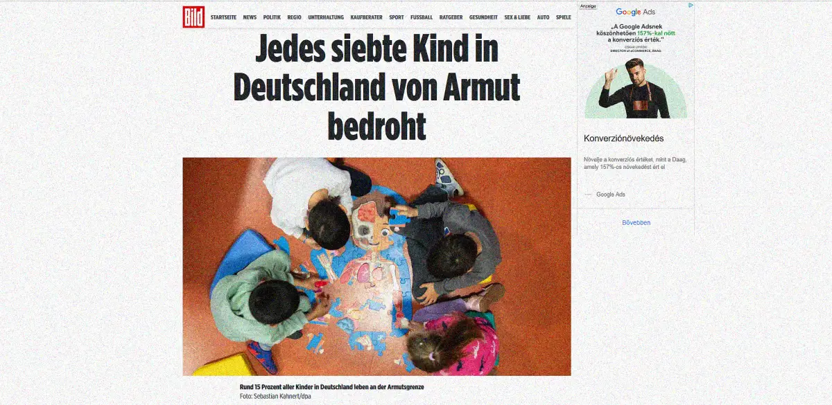 Statisztikai Hivatal: Németországban minden hetedik gyereket fenyegeti a szegénység
