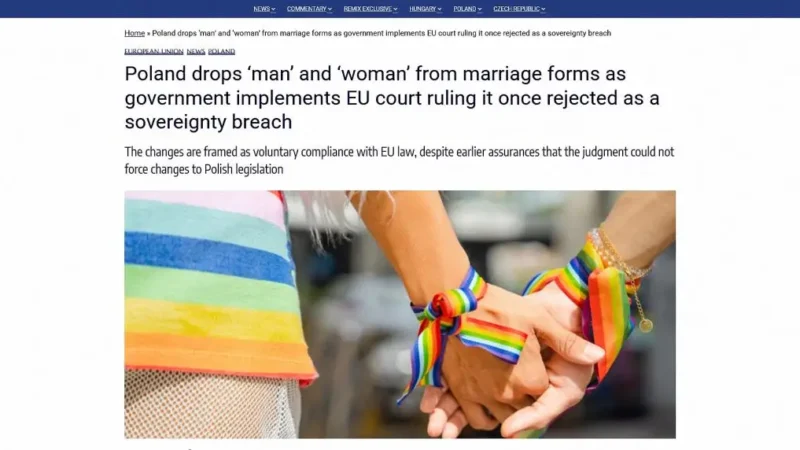 Magyar Péter lengyel haverjai megcsinálják: kitörlik a „nő” és a „férfi” nemeket a házassági anyakönyvi kivonatokból