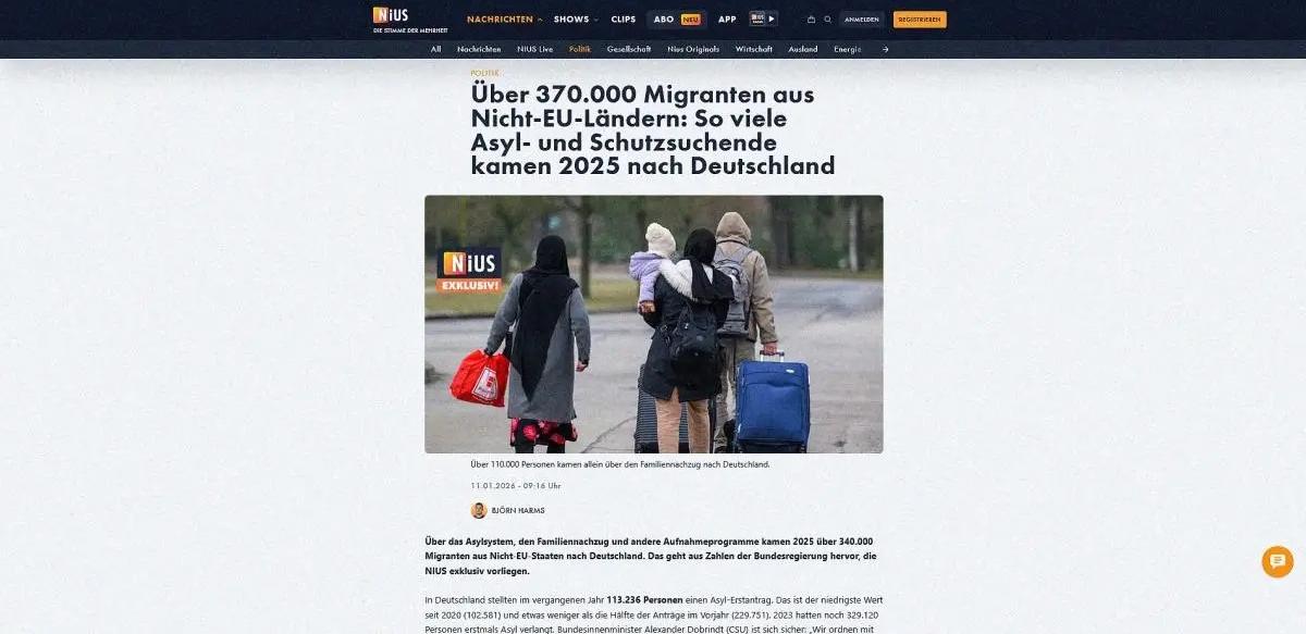 Népességcsere: közel 400 000 migráns érkezett Németországba 2025-ben