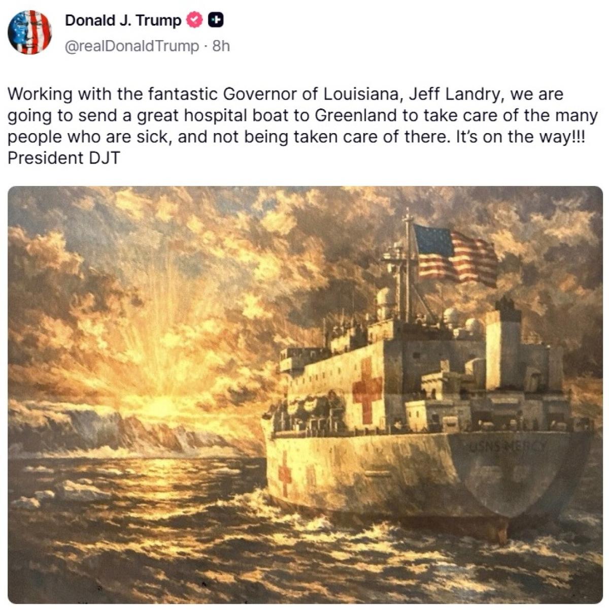 „Úton van!!!” – Trump valamiért kórházhajót küld Grönlandra