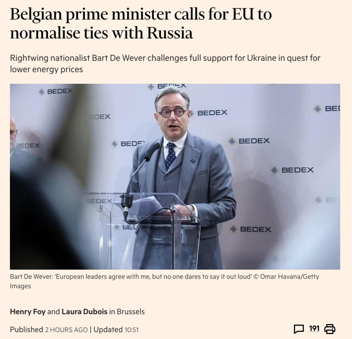 Fordulat jöhet? Bart De Wever tárgyalna Moszkvával az olcsó energiáért