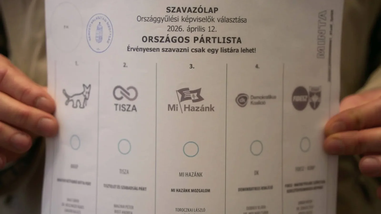 Megmutatták a szavazólapot: öt párt közül választhatunk április 12-én